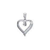 Open Heart Diamond Pendant 10K White Gold
